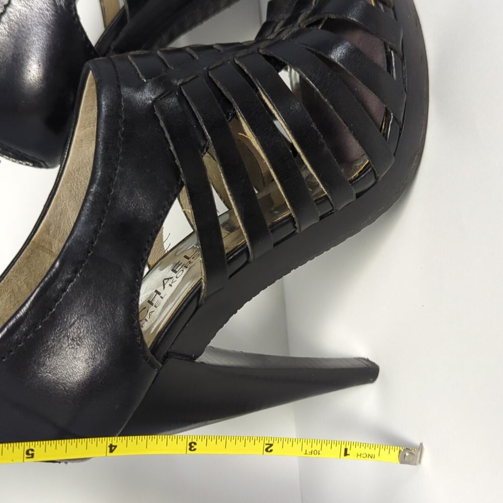 Michael Kors 6B black leather cage heel platform sandals Pembroke - Picture 10 of 11